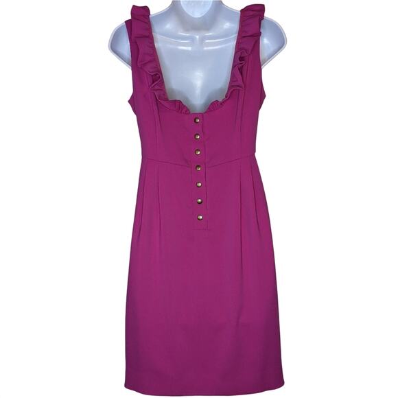Camilyn Beth Fuchsia Ruffle Neckline Scoop Back Empire Waist The Go Go Dress 2 - Picture 13 of 14